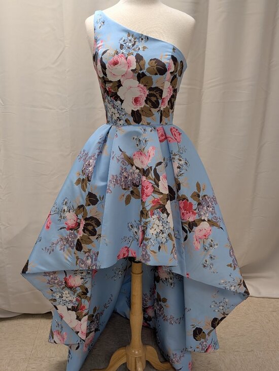 Sherri Hill Dresses & Skirts - Sherri Hill Blue One-shoulder floral print taffeta high-low Party Dress Size 8